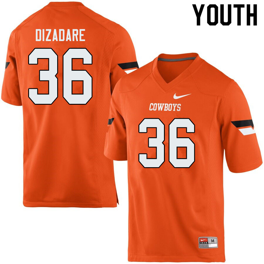 Youth #36 Na'drian Dizadare Oklahoma State Cowboys College Football Jerseys Sale-Orange - Click Image to Close